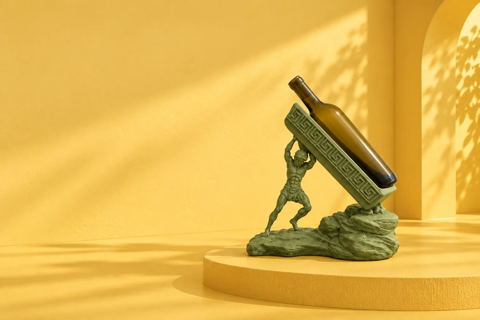 Illustrative campaign scene of Dionysus Wine Bottle Holder. The bottle and styling props are not included.