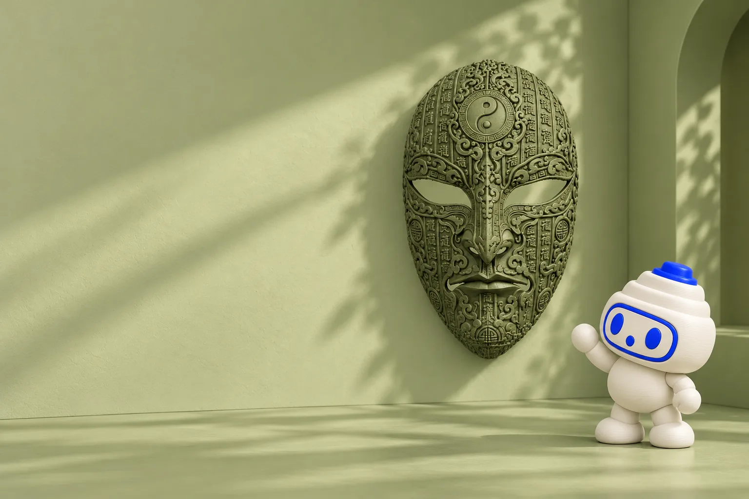 Illustrative campaign scene of Yin-Yang Spirit Mask. Styling props are not included.